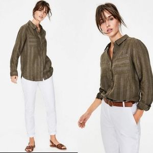 Boden Organic Linen Striped Top